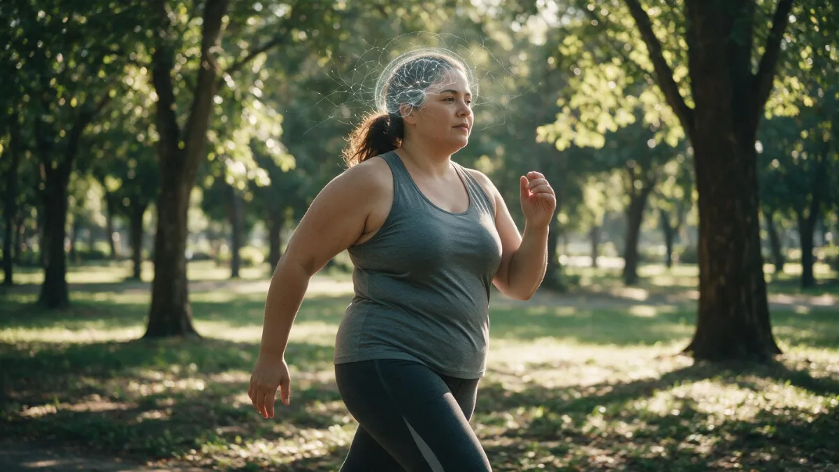 Exercício físico e saúde mental: como se relacionam? 1 Mulher caminhando ao ar livre representando a relação entre exercício físico e saúde mental.