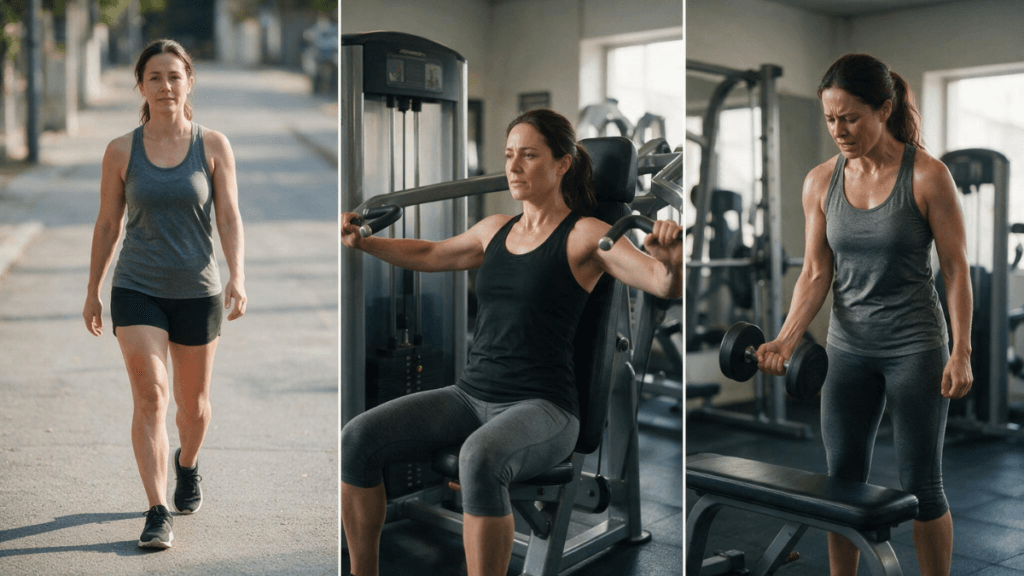Sentir dor muscular depois do treino significa que o exercício funcionou? 7 Pessoa avaliando e adaptando o exercício de acordo com a intensidade da dor muscular pós-treino.